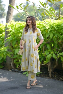 cotton kurta dress for women Libas White Woven Design Cotton Kurta