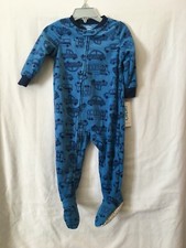 New Carter's Cars Fleece Pajama PJs Footie Sleeper Toddler Boy Blue
