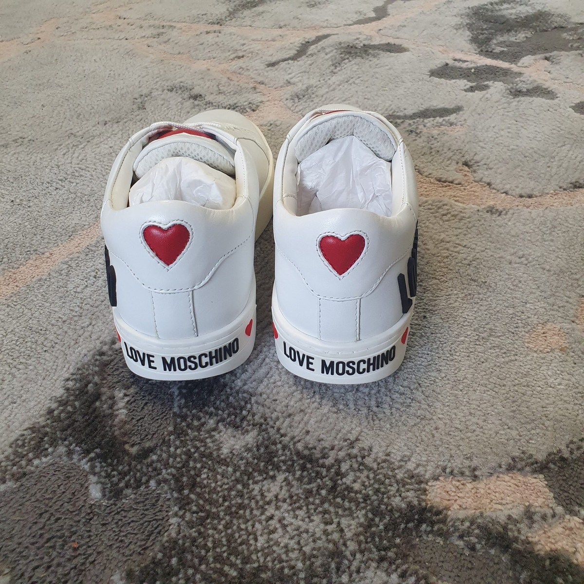 LOVE MOSCHINO Ladies White Leather Logo Trainers UK6 EU39 US7 
