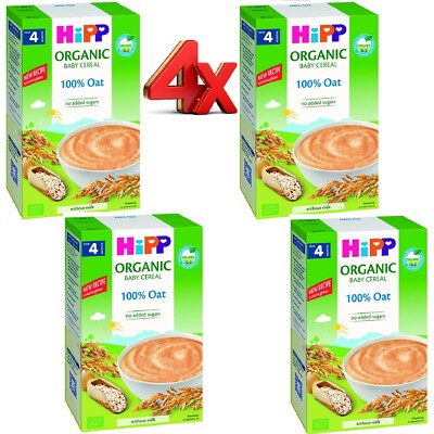 HiPP ORGANIC Baby Cereal 100% Oat 4+ Months (4 x 200gr / 7.05oz Packs)