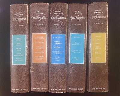 Family Treasury of Great Biographies by Reader's Digest 1st ED 5 Hardcovers Lot