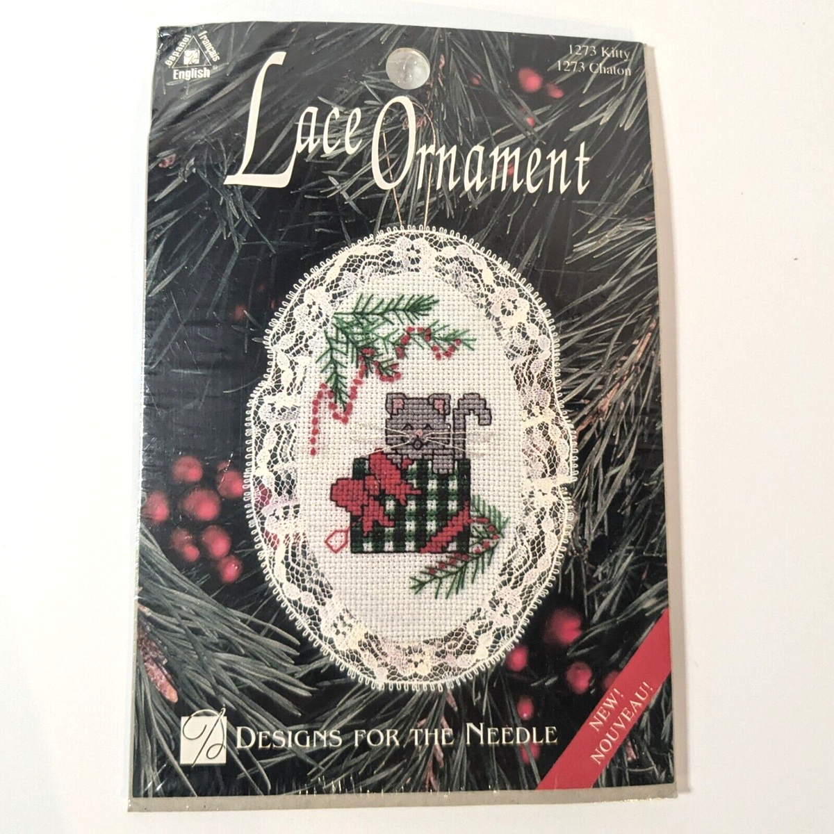 Designs for The Needle Cross Stitch Kit Lace Ornament Kitty #1273