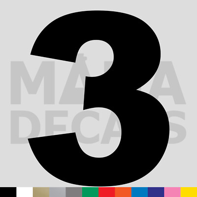 Number Three 3 Vinyl Die Cut Decal Sticker - Bold