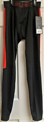 NWT LAYER 8 MEN COMPRESSION TRAINING TIGHTS BASE LAYER BLACK PANTS L14461 S $32