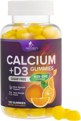 Sugar Free Calcium Gummy Bites plus 400 IU Vitamin D3, Bone Health & Immune Supp