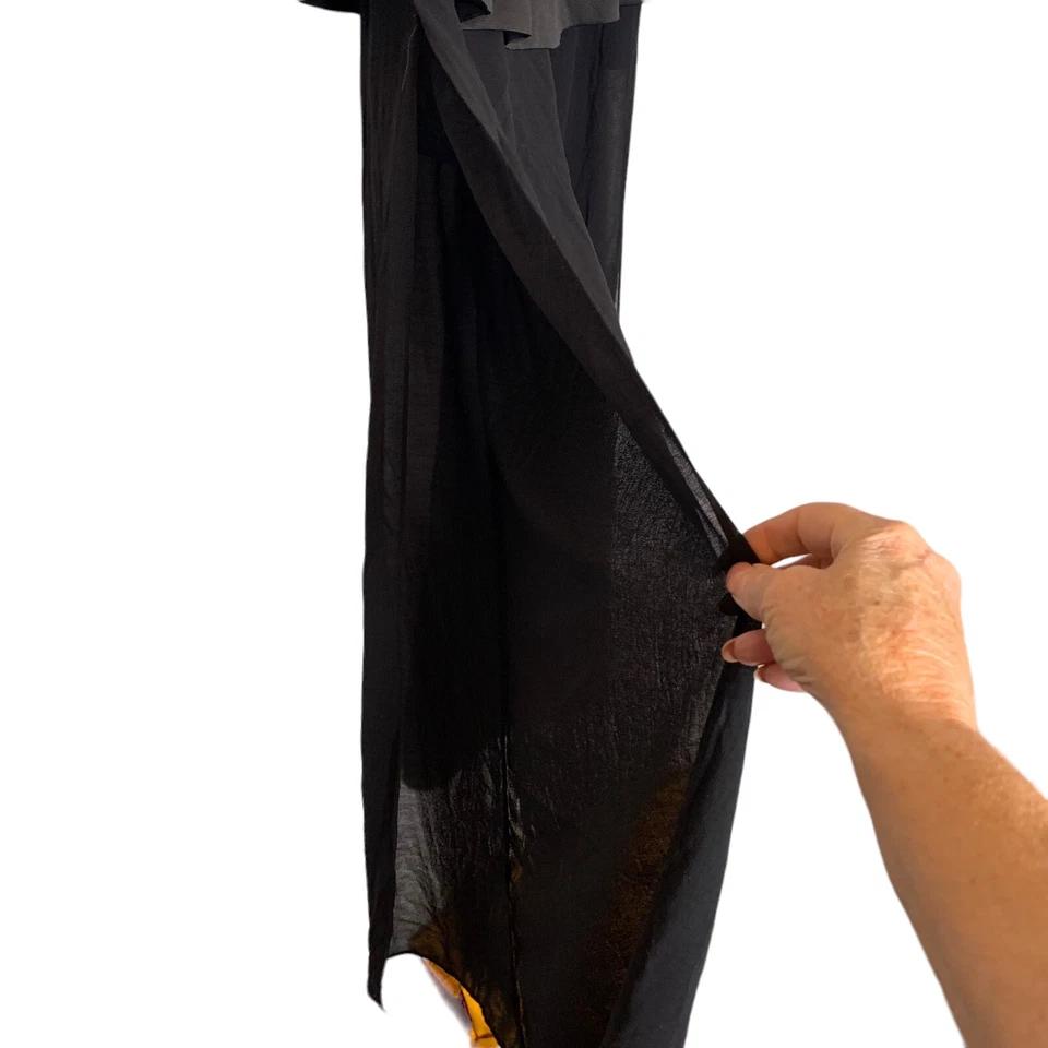 Mono Semilla Mostaza Mujer Pequeño Negro Sin Mangas Pierna Ancha Una Pieza Mameluco Foto 4 de 4