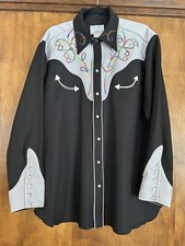VTG 70'S H BAR C CALIFORNIA RANCHWEAR WESTERN SHIRT LONG TAIL Sz L Hollywood
