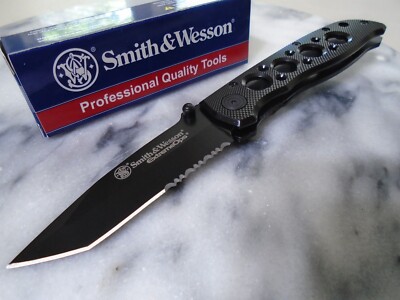 Smith & Wesson Extreme Ops Tanto Pocket Knife Folder 7Cr17MoV Black CK5TBS New