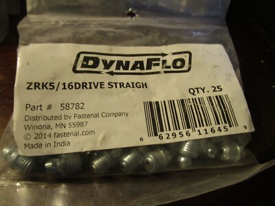 DynaFlo  5/16''- Steel Yellow Zinc Drive Grease Fitting With Ball Check QTY 25