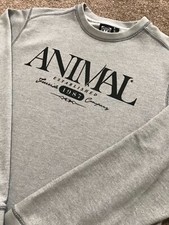 GORGEOUS ANIMAL LARGE LOGO GREY SWEATSHIRT JUMPER M MEDIUM