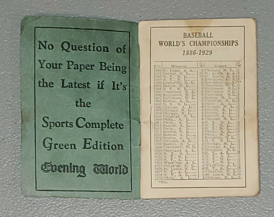 INCREDIBLE 1930 New York Ruth Evening World Baseball & Racing Schedule - Estate - Image 3 of 4