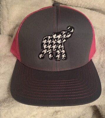 Ala Houndstooth Elephant Embroidered Richardson 112 Cap Grey Front/Pink Snapbk