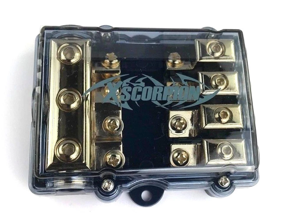 4 POSITION MINI ANL (AFS / MIDI) GOLD DISTRIBUTION BLOCK 4 TO 8 GAUGE CAR MARINE - Image 3 of 4