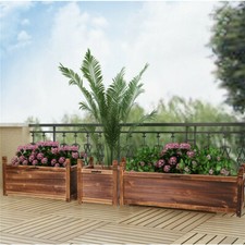 30 / 60 / 90cm Combo Wooden Planter Container Box Raised Garden Flower Veg Bed