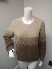 Barbour Brown Color Block Cable Wool Knitted Sweater Jumper Womens 10 British