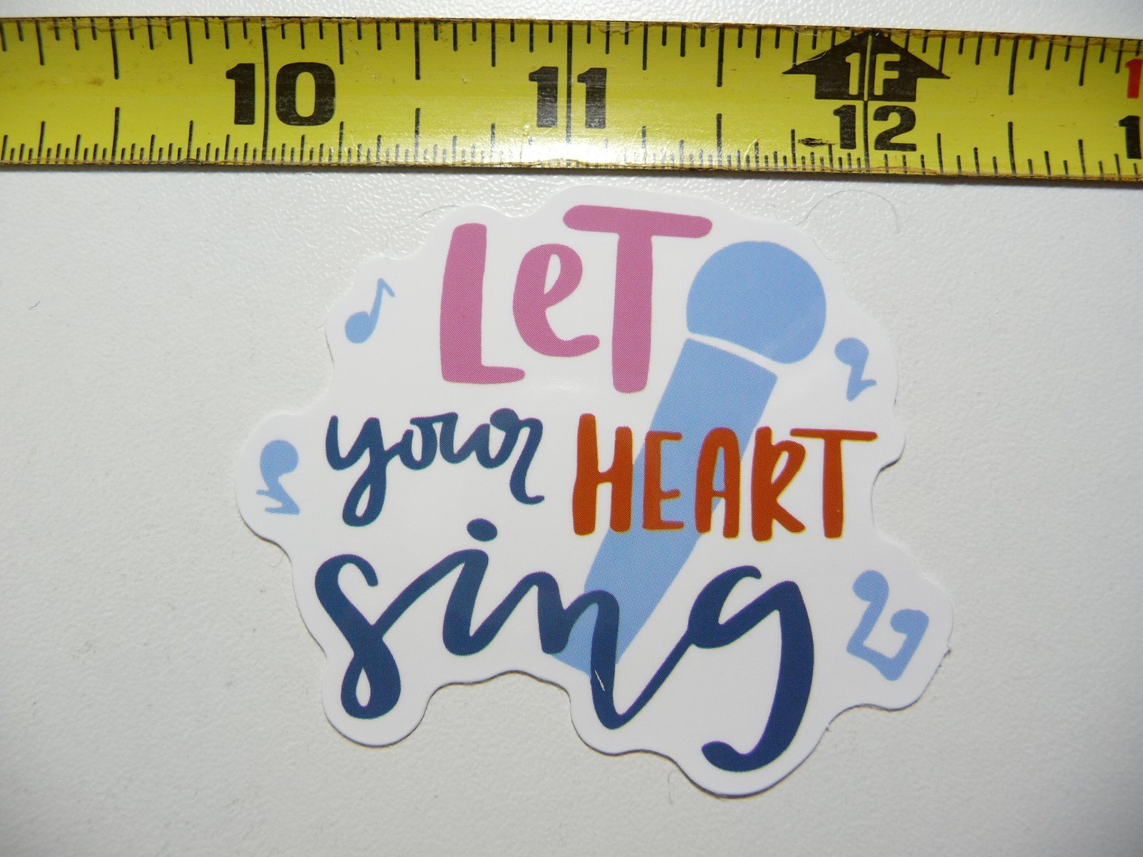 LET YOUR HEART SING MUSIC MICROPHONE STICKER DECAL MUSICAL FAN CONCERT FUN
