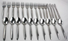 Vintage Republic Airlines First Class Stainless 4 Knife 11 Fork 10 Spoon Lot-25