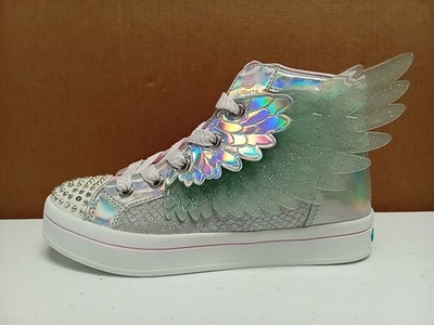 Skechers Lights TWI-Lites 2.0 Unicorn Wings Girls Shoes Size 2 Silver/Pink