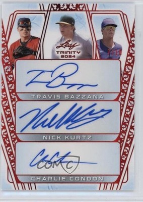 2024 Leaf Trinity Triple Red 7/10 Nick Kurtz Travis Bazzana #TA-4 Auto 13u1