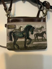 Chala Safari Canvas Horse Mini Crossbody Cell Phone Purse Adjustable Strap New