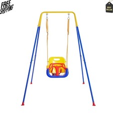 NEW 3-in-1 Toddler Swing Set with Foldable Metal Stand 1-10 Years