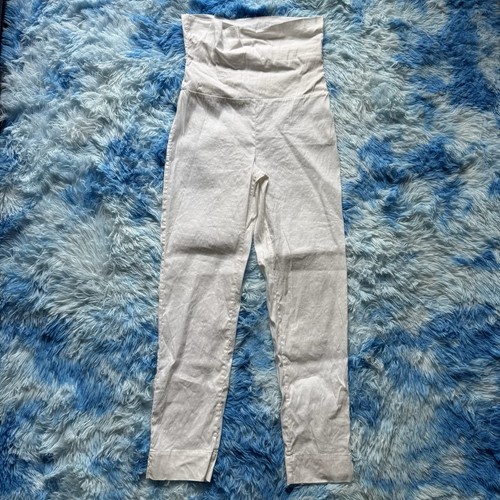 Crea Concept Off-White High Waist Linen Blend Pull-On Pants Size 38 / US 6-8