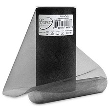 6-inch Wide x 25 Yards Black Shiny Tulle Fabric Roll Spool for Decoration