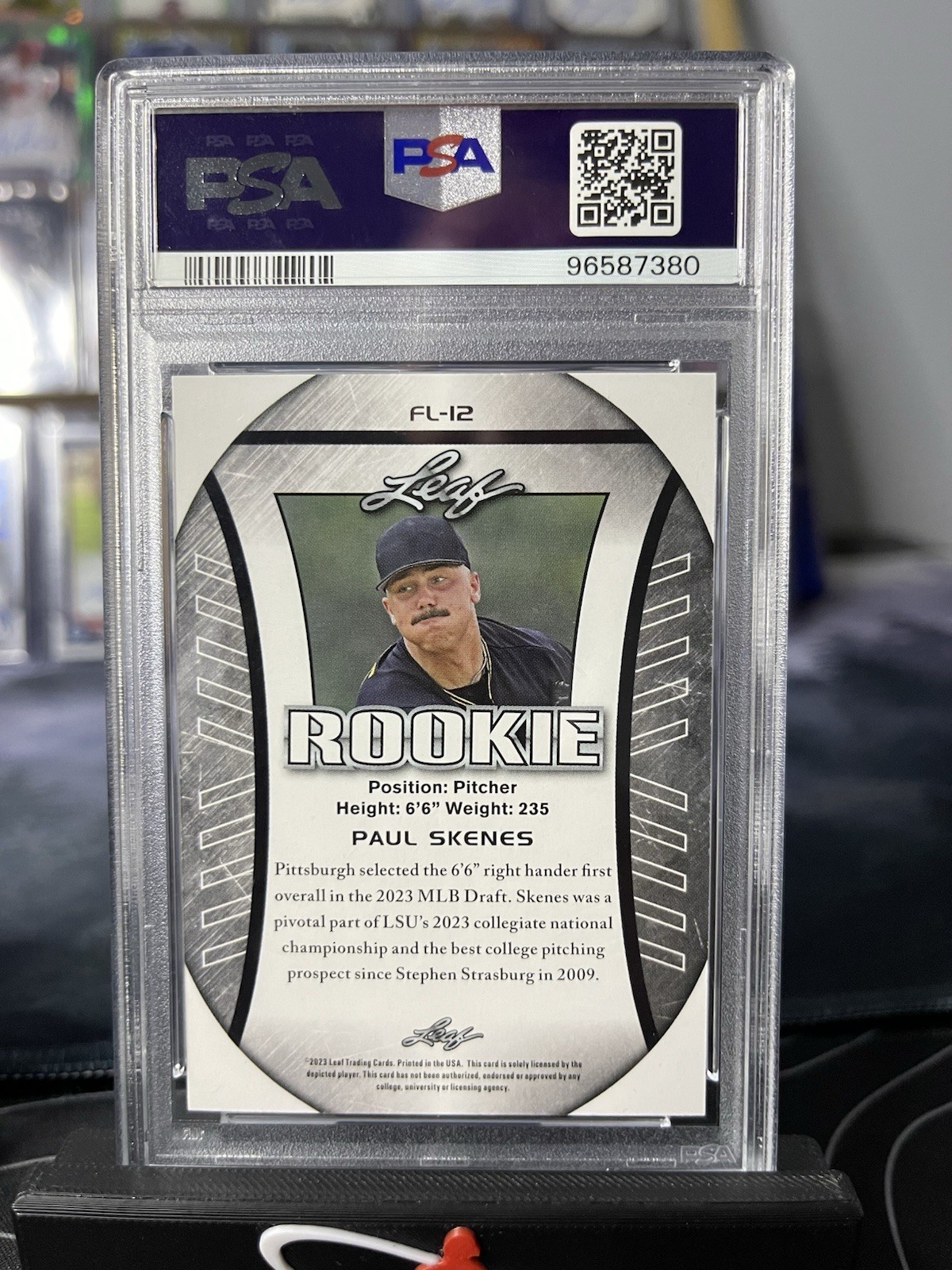 2023 Leaf Paul Skenes Special Release Rookie Flag PSA 10 Gem Mint Pirates RC view 2