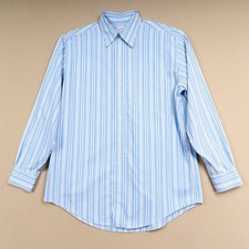 Brooks Brothers Dress Shirt Mens M Blue Stripe Non-Iron Button-Down 346