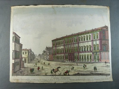 Vue d'optique Originale vers 1780 : Palais Corsini, Rome, gravée par Leizelt - Photo 1/4