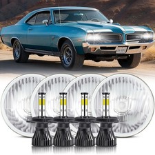 4pcs Round 5.75 Led Headlights Hilo Projector For Dodge Challenger 1970-1974 4pcs Round 5.75 Led Headlights Hilo Projector For Dodge Challenger 1970-1974