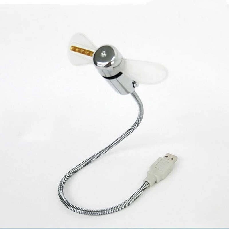 Flexible USB Colorful Mini Flash Fan Light Gooseneck for Home Office PC Notebook - Image 4 of 4