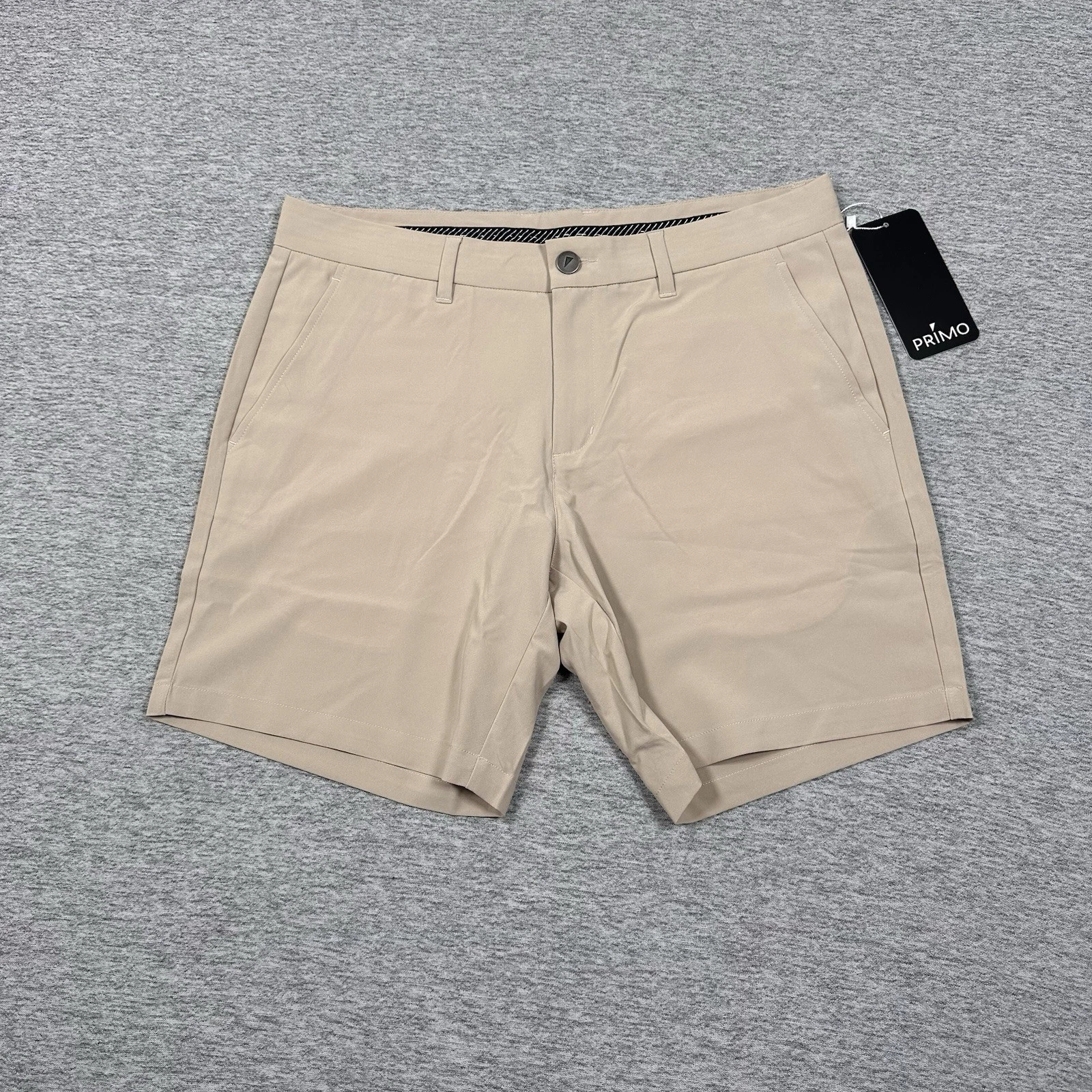 Primo Golf Shorts Mens 34 Light Khaki 7'' Performance Stretch Outdoor Chino NEW