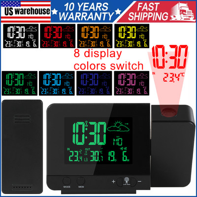 Desk Dual Alarm Clock LCD LED Digital Time Projection FM Radio Snooze Timer USA