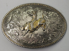 FOR REPAIR The Heritage Collection Bull Riding Rodeo Buckle Gold Silver Plated