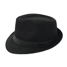 Unisex Classic 1920s Fedora Hat Short Brim Panama Trilby Large-X-Large, Black