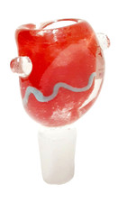 Glass Bowl Male 14mm Bowl for Water Pipe - Triangle Frit Red