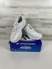 Skechers Sport Womens D'LITES FRESH START Memory Foam Lace-up Sneaker,White Silv