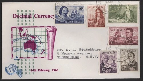 1966 Australian NAVIGATORS Set of 6 on Unsealed ROYAL FDC