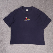 VTG 90s Embroidered American Flag Made in USA XL Blue Short Sleeve T-Shirt