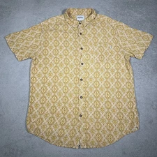 Rhythm Shirt Mens XL Yellow Floral Kasbah Short Sleeve Button Up Pocket Rayon