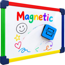 Magnetic Dry Erase Board for Kids, Colored Frame Small Whiteboard, 9X12 Portable