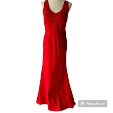 Womens Red Formal Evening Dress Long Maxi Prom Dress Gown Rhinestone Bling, Sz 6