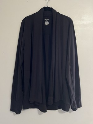 Tek Gear Sweater Open Cardigan Black XL Pockets Thumb Holes Women s