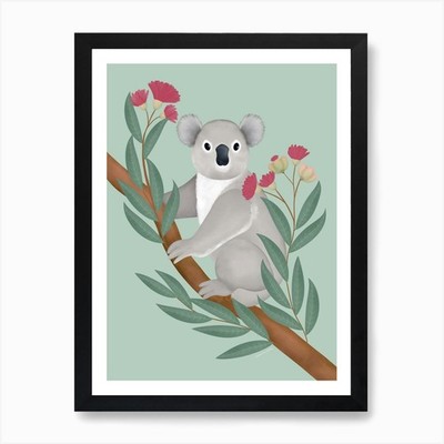 Koalabär im Eukalyptusbaum Kunst P gerahmtes Wandbild Poster Leinwanddruck Bild