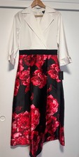 Alexa B. Nites Size 8 Midi Dress - Red and Black Floral Print