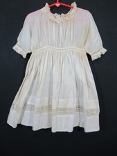 Antique 1800s Victorian Girl Dress Lace Short Sleeve Handmade