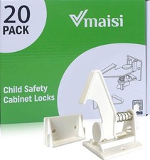 Vmaisi 20 Pack Cabinet Locks Child Safety Latches - Baby Proofing Cabinets White