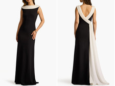 Tadashi Shoji V-Back Crepe Gown