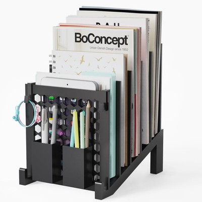 File Organizer for Desk with Storage Box Inclined 5 Section Vertical Black